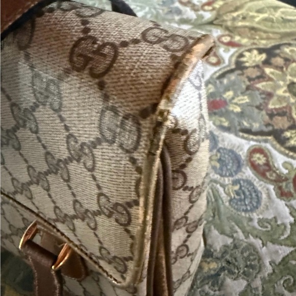 Vintage Gucci Tan and Brown Monogram Shoulder Bag - Picture 7 of 12